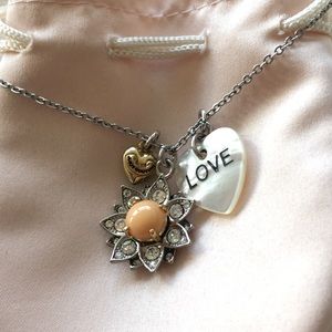Juicy Couture Silver Flower & Love Heart Necklace
